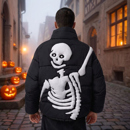 Skelett Pufferjacke Herren | Steppjacke | Knochen Design | Schwarz