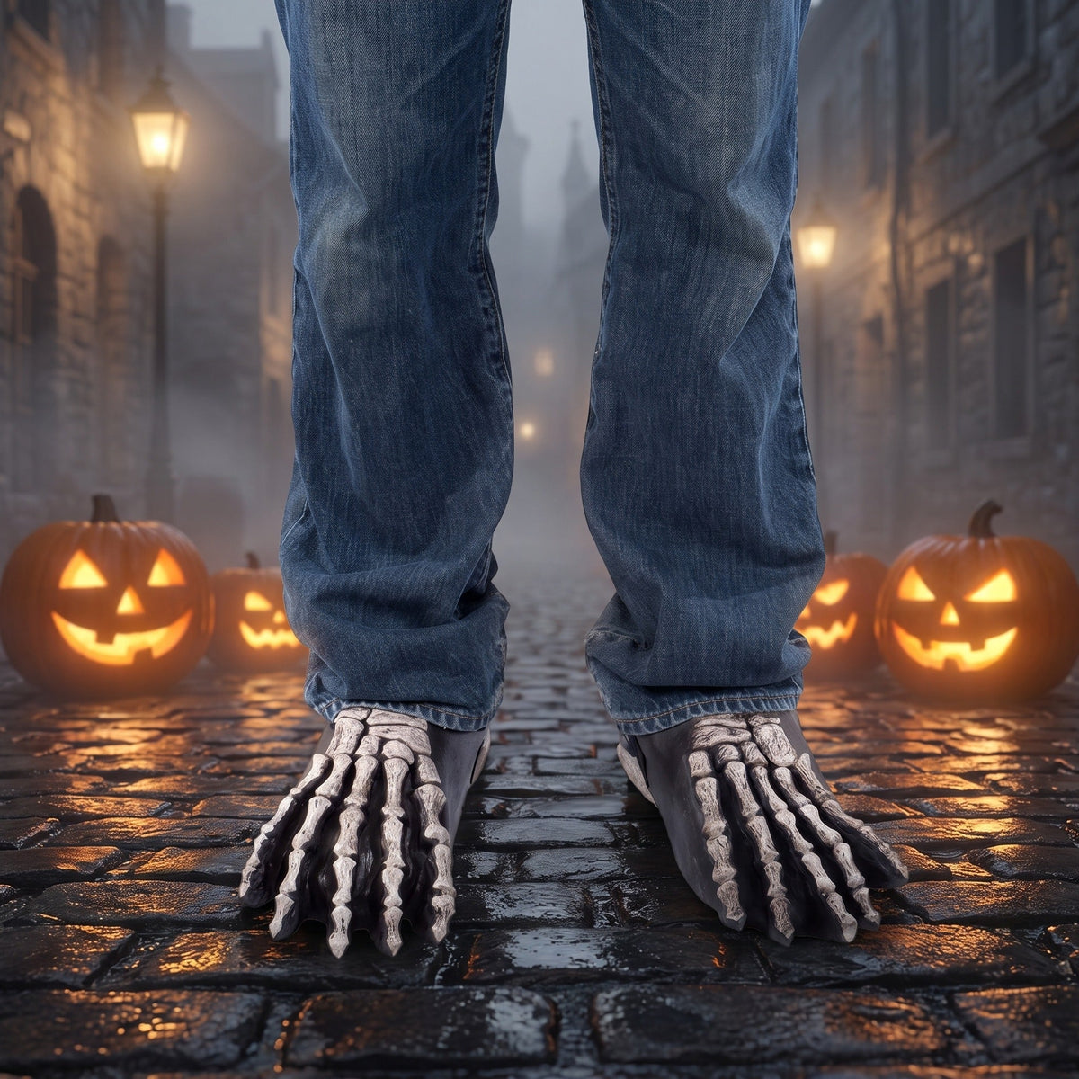 Skelett Füße | Latex Schuhüberzieher | Halloween Kostüm Zubehör-Chaps Herrenmode