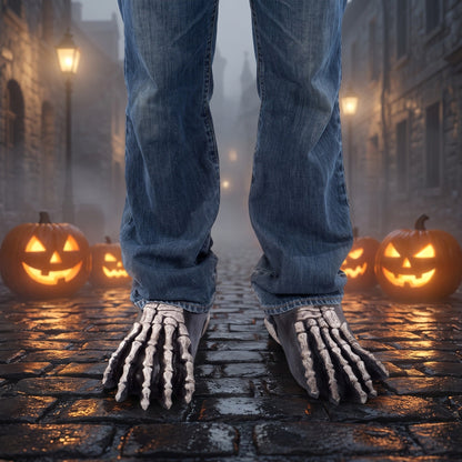 Skelett Füße | Latex Schuhüberzieher | Halloween Kostüm Zubehör-Chaps Herrenmode