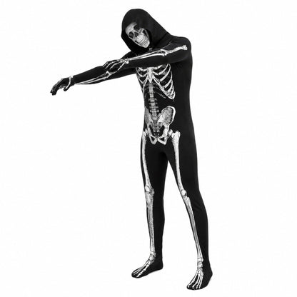 Skelett Onesie | Kapuze | Rückenreißverschluss | Halloween-Chaps Herrenmode