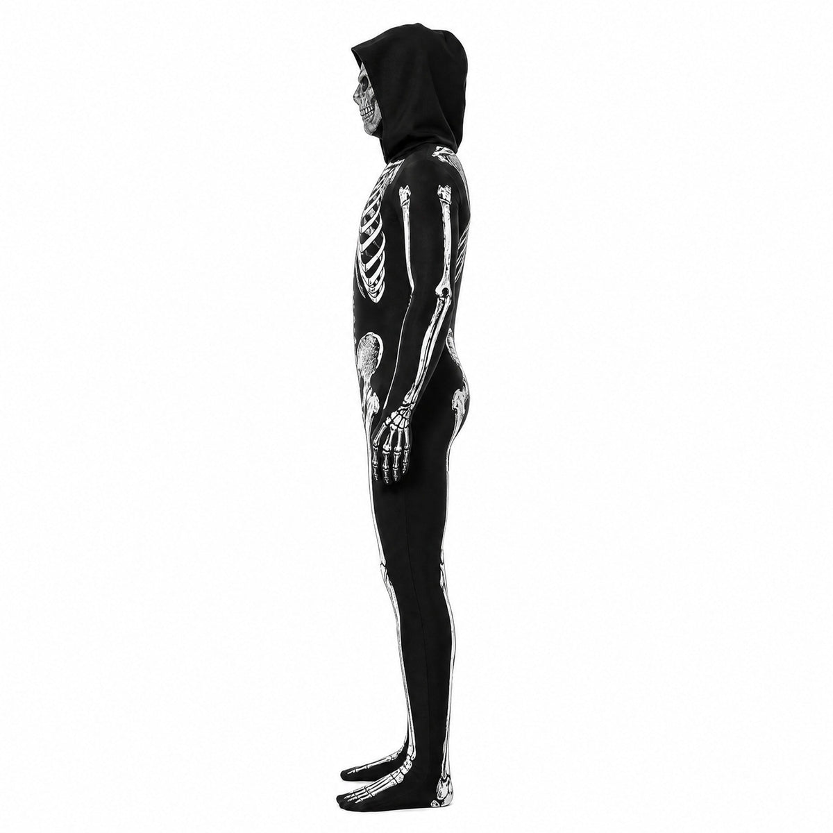 Skelett Onesie | Kapuze | Rückenreißverschluss | Halloween-Chaps Herrenmode