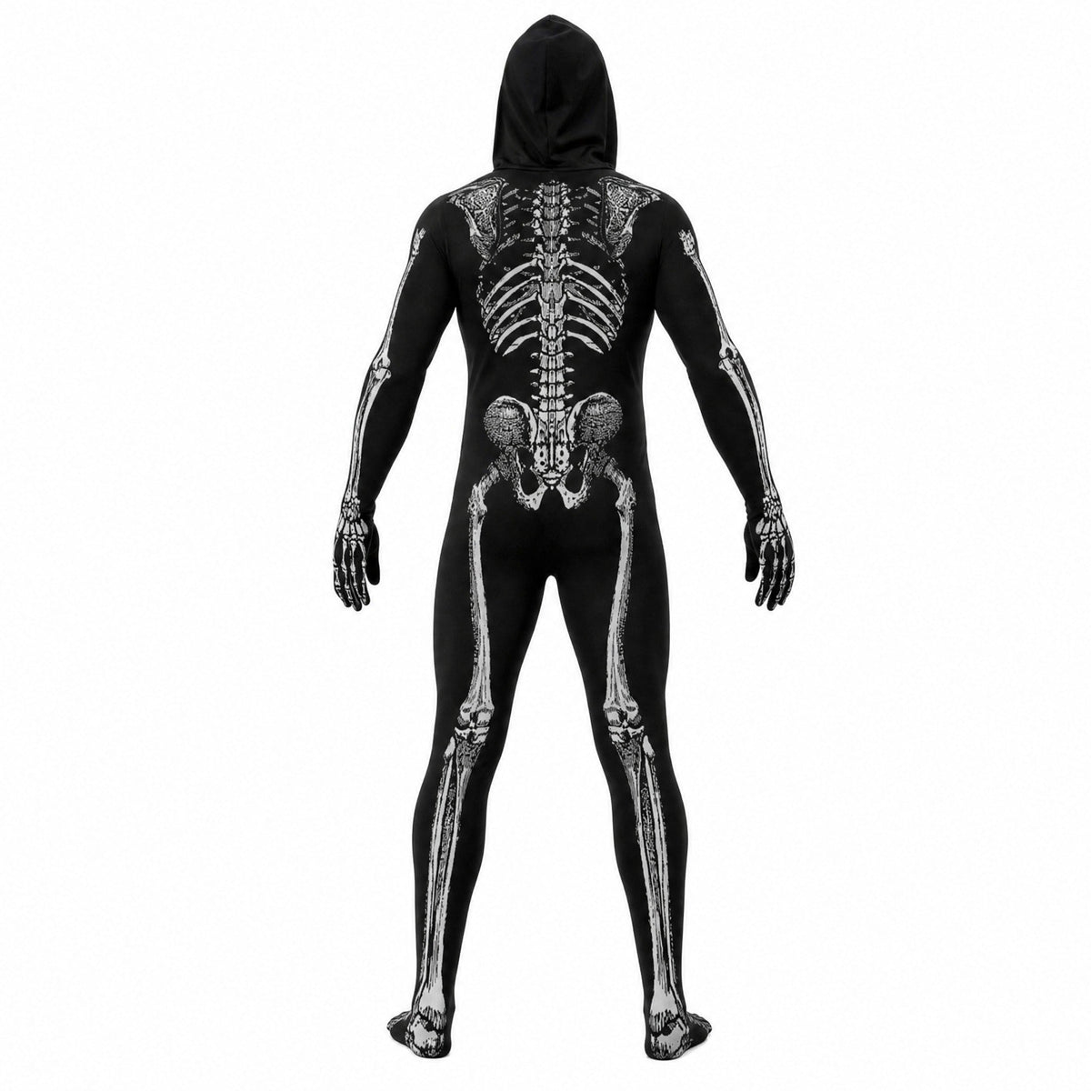 Skelett Onesie | Kapuze | Rückenreißverschluss | Halloween-Chaps Herrenmode