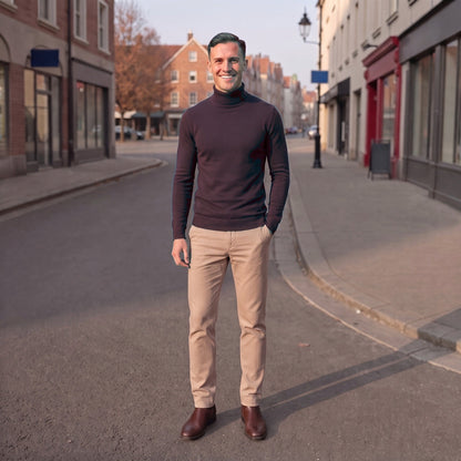 Slim Fit Rollkragenpullover Herren | Feinstrick | Rippkragen