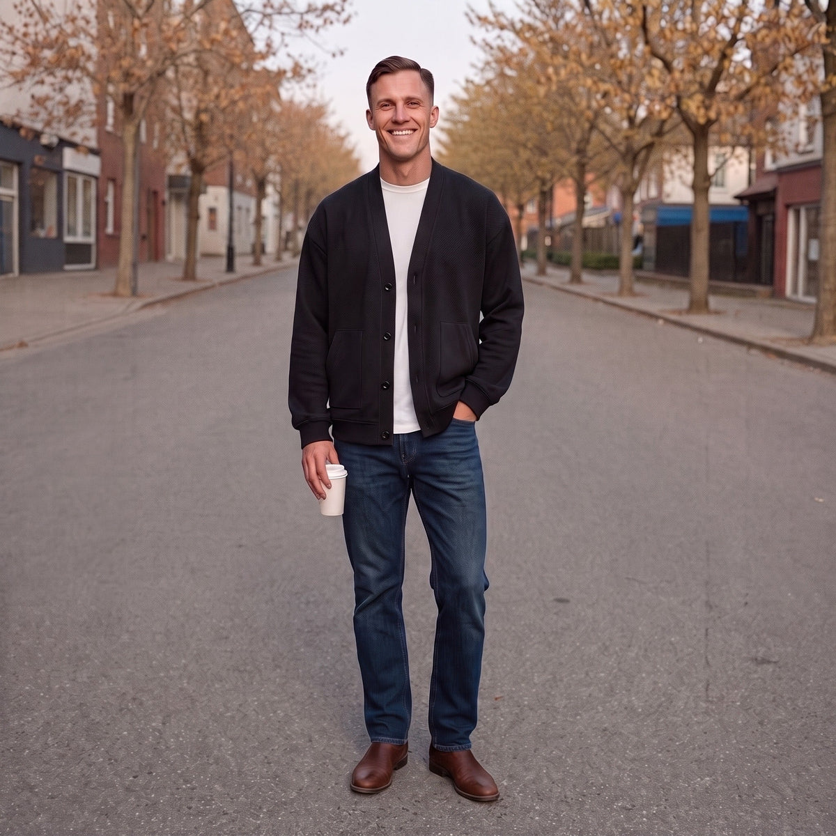 Cardigan Herren | Relaxed Fit | Knopfleiste | Taschen