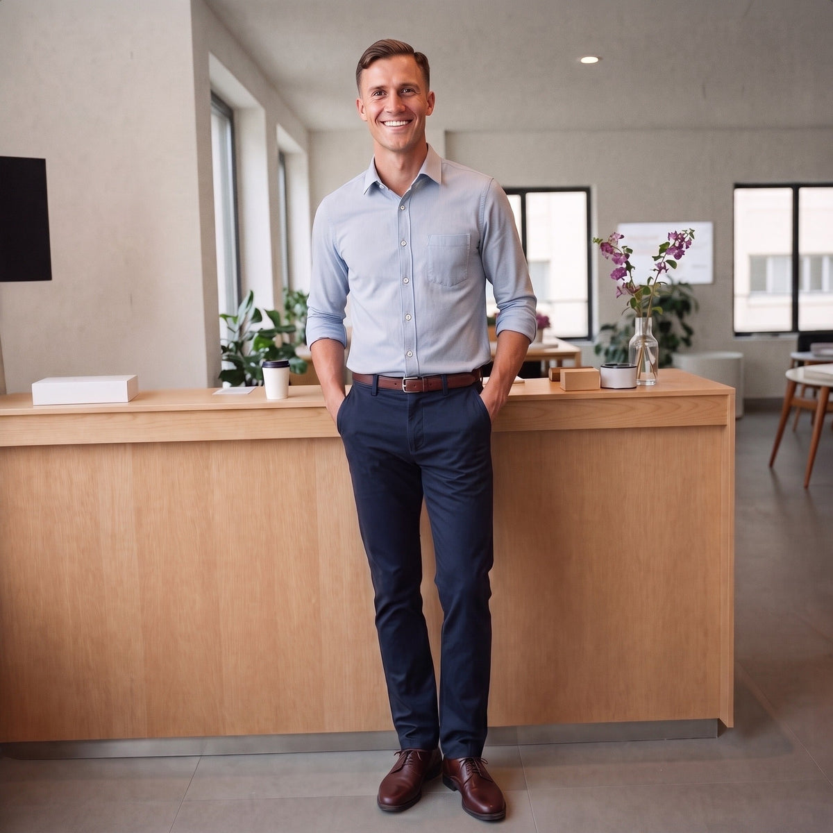 Stretch Chinohose Herren | Baumwolle | Gerades Bein