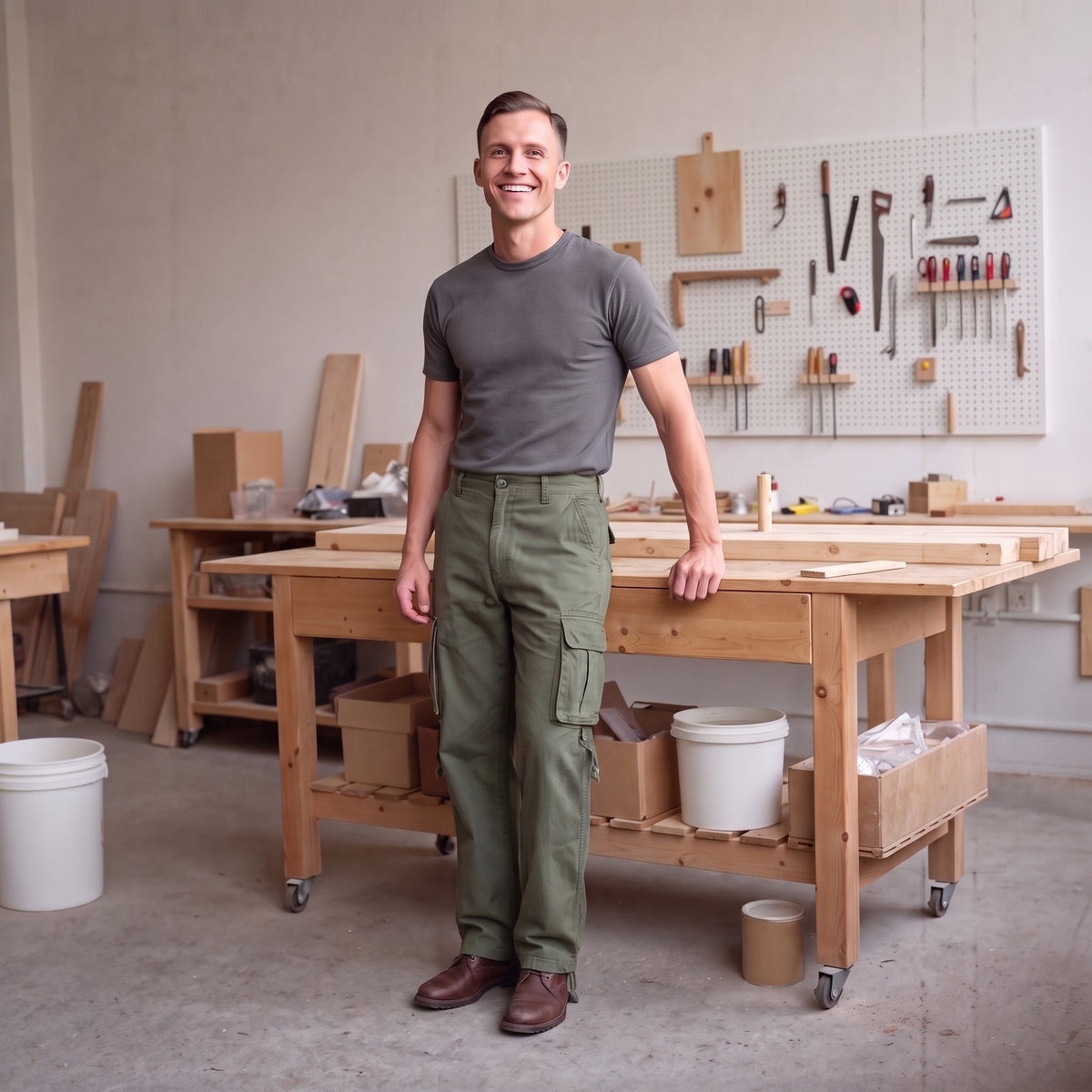 Arbeitshose Herren | Cargo | Baumwolle | 8 Taschen