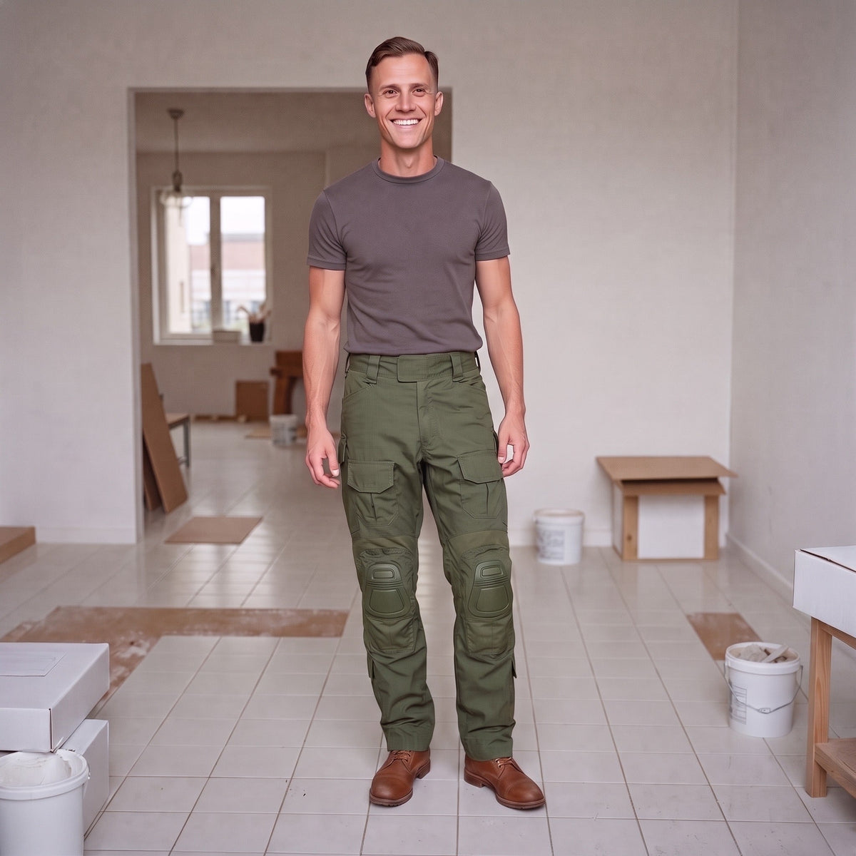 Knieschutzhose Herren | Ripstop | Cargotaschen | Knieschoner inklusive