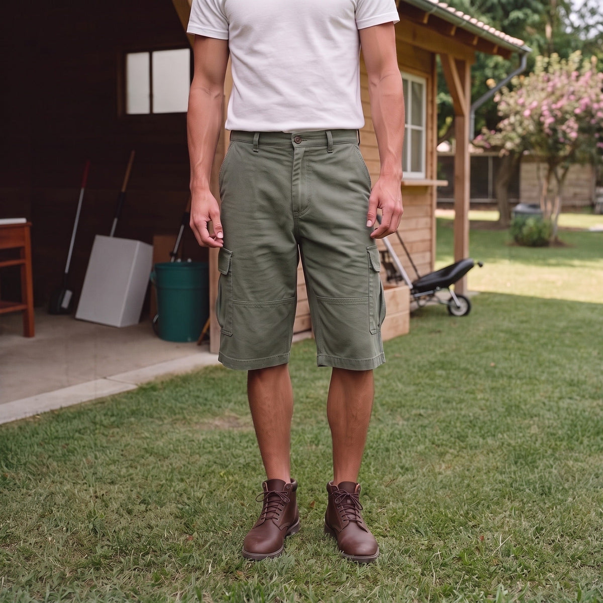 Bermudashorts Herren | Cargo | Baumwolle | Knielang