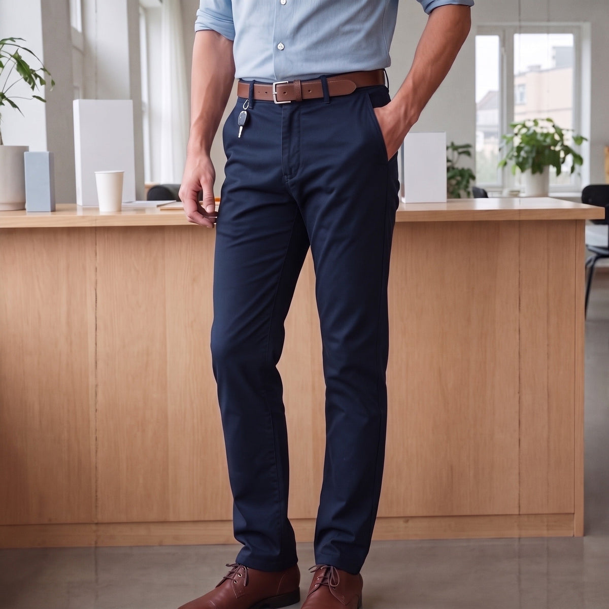Stretch Chinohose Herren | Baumwolle | Gerades Bein