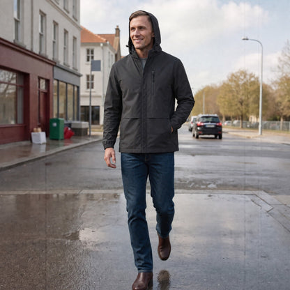 Kurze Regenjacke Herren | Kapuze | Wasserdicht | Brusttasche