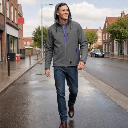 Sportliche Regenjacke Herren | Kapuze | Reißverschlusstaschen | Hüftlang
