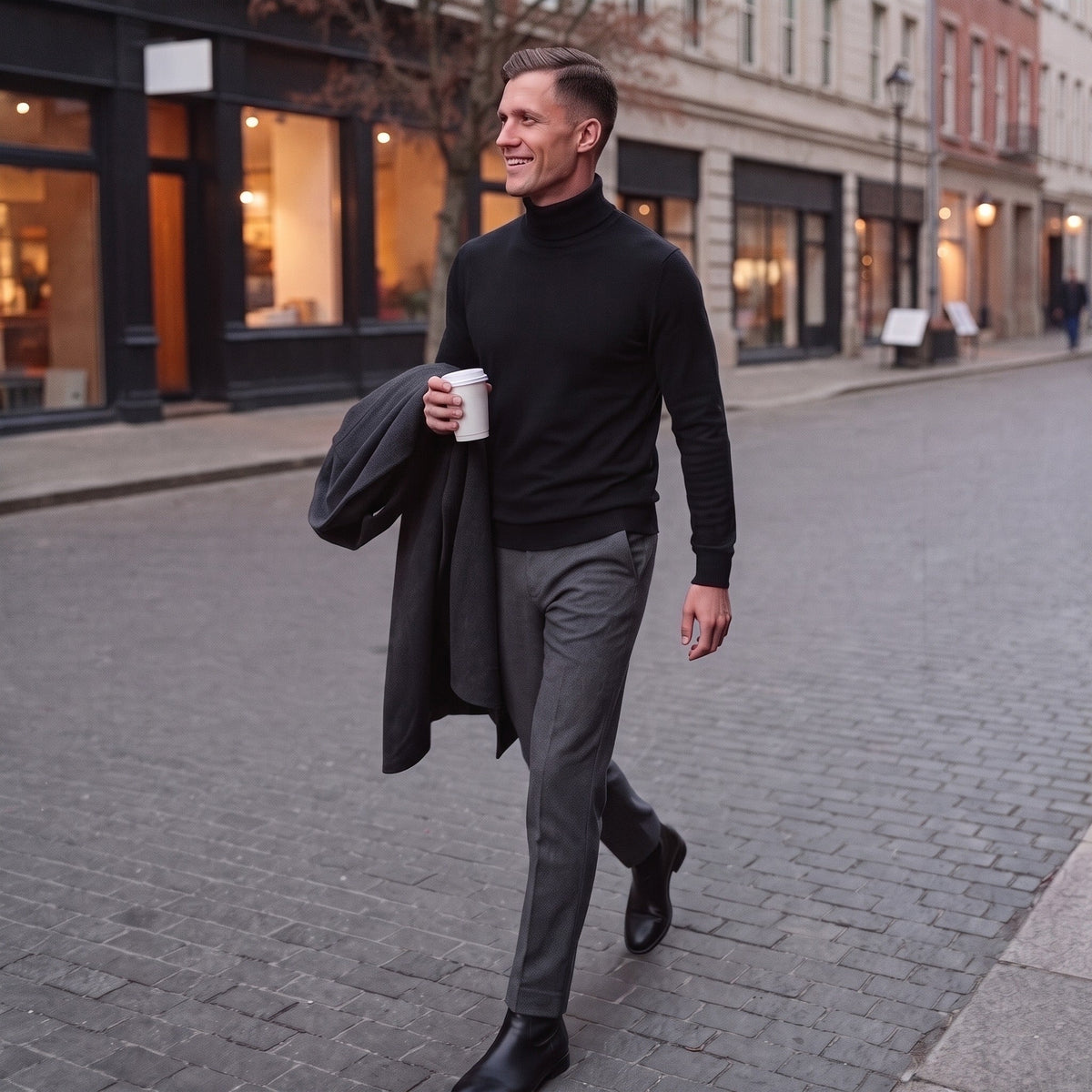 Rollkragenpullover Herren | Feinstrick | Gerippter Kragen | Gerader Schnitt