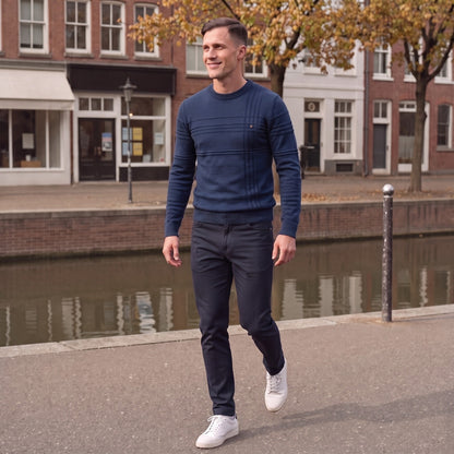 Strickpullover Herren | Rundhals | Rippenstruktur | Gerader Schnitt