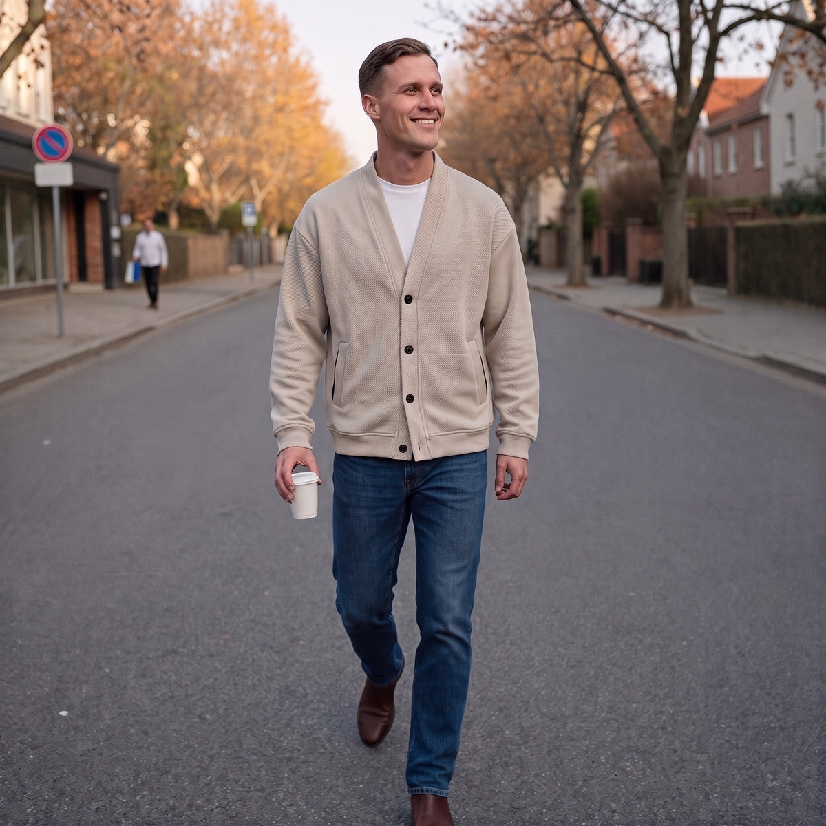 Cardigan Herren | Relaxed Fit | Knopfleiste | Taschen