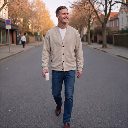 Cardigan Herren | Relaxed Fit | Knopfleiste | Taschen
