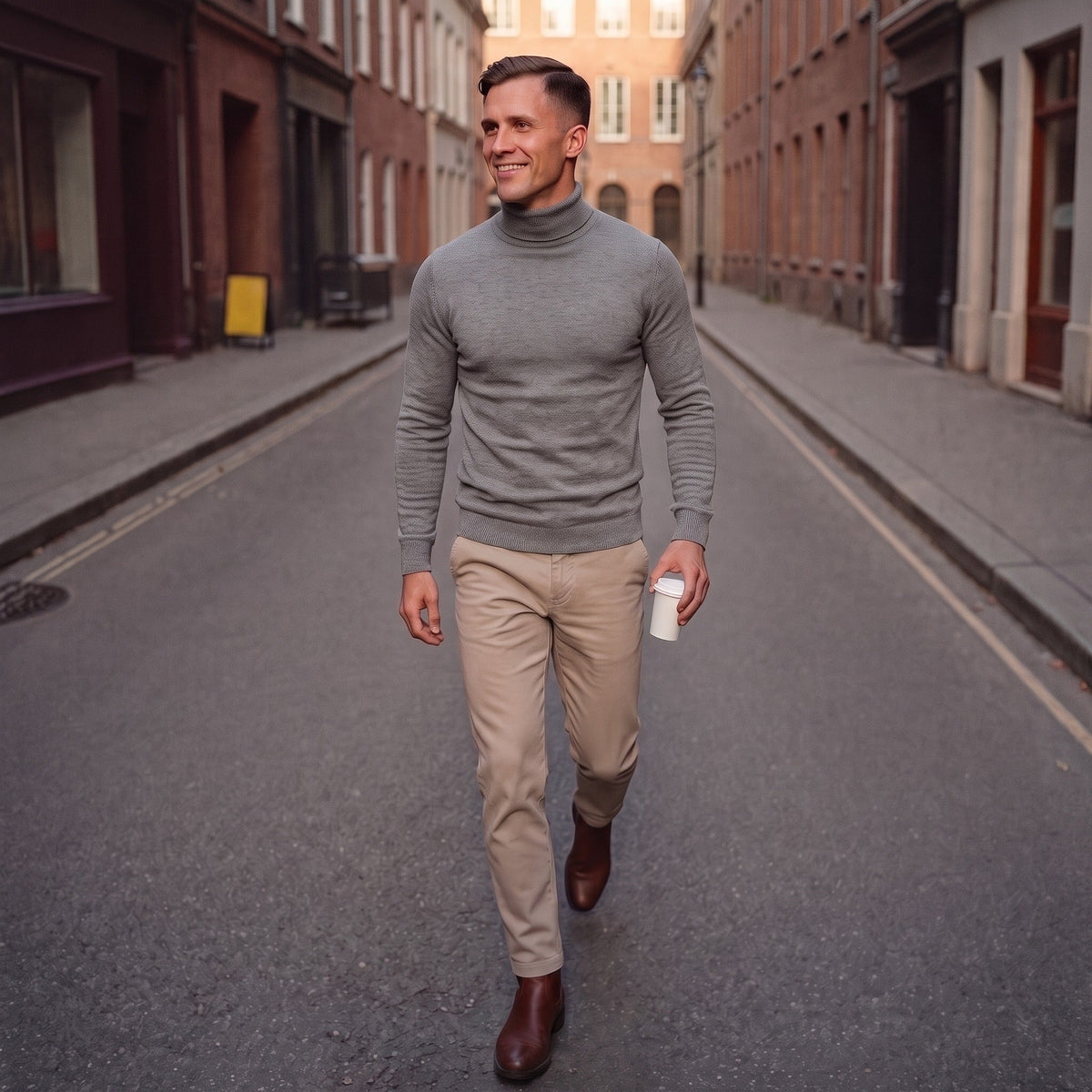 Slim Fit Rollkragenpullover Herren | Feinstrick | Rippkragen