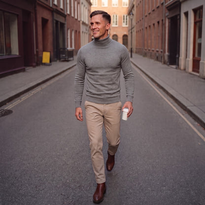 Slim Fit Rollkragenpullover Herren | Feinstrick | Rippkragen