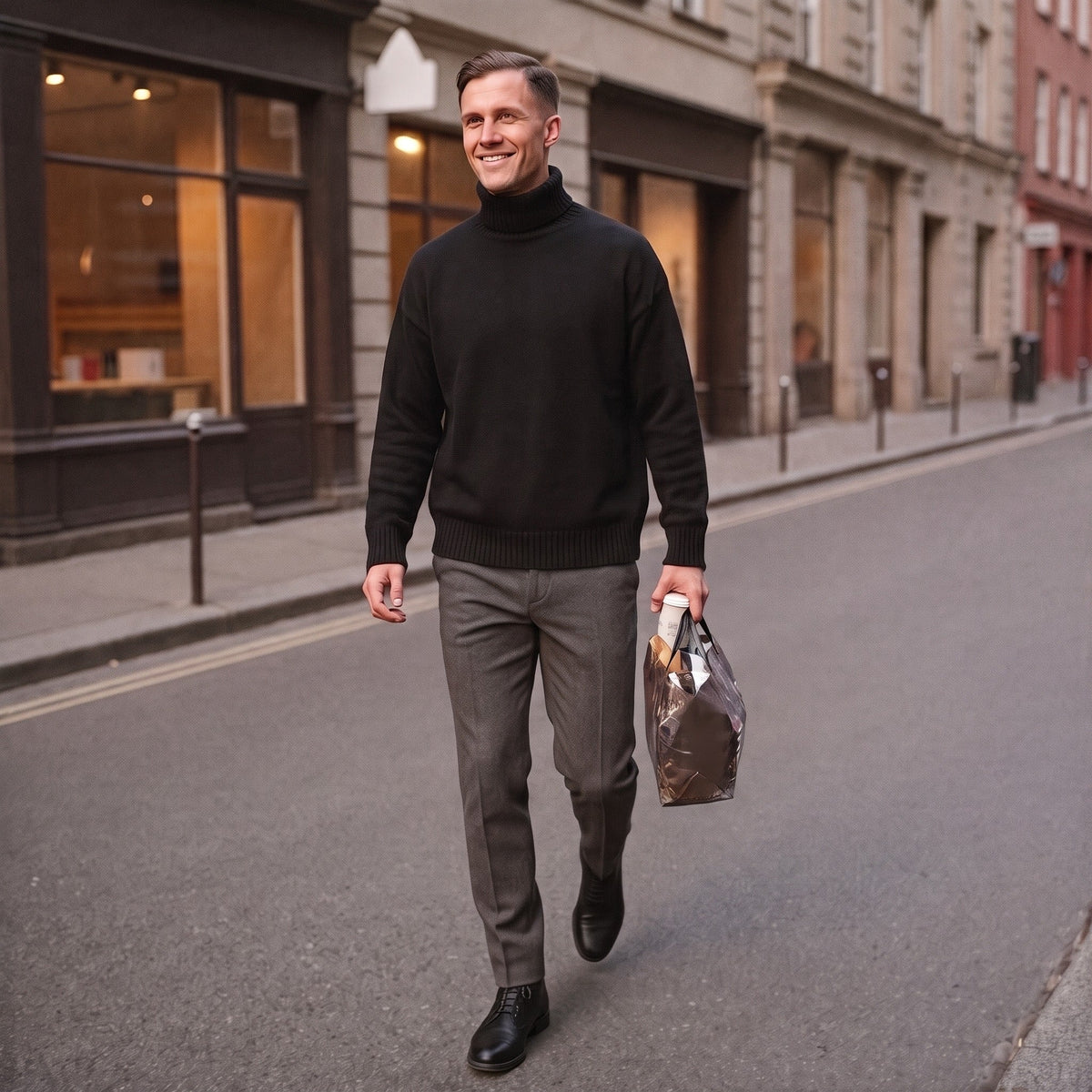 Oversized Rollkragenpullover Herren | Strick | Überschnittene Schultern