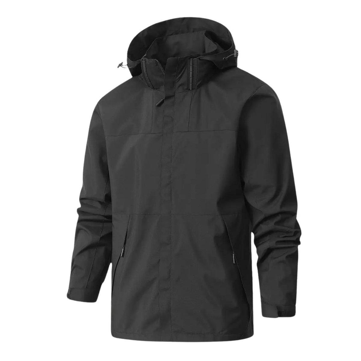 Schwarze Regenjacke mit Kapuze