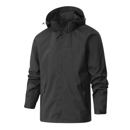 Schwarze Regenjacke mit Kapuze