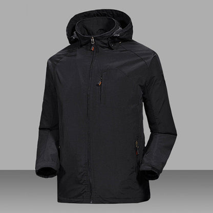 Schwarze Regenjacke für Herren mit Kapuze