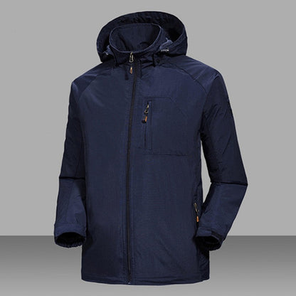 Marineblaue Regenjacke mit Kapuze