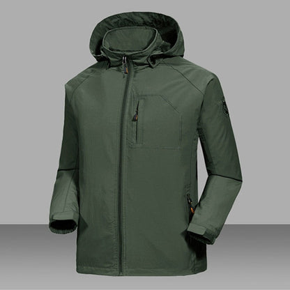 Grüne Regenjacke mit Kapuze