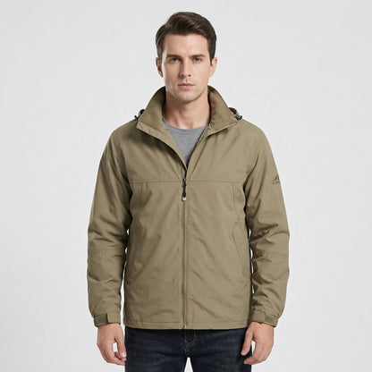 Khaki Übergangsjacke mit abnehmbarer Kapuze