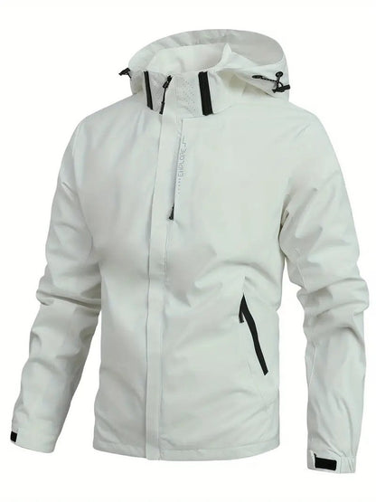 Wollweiße Regenjacke mit Kapuze