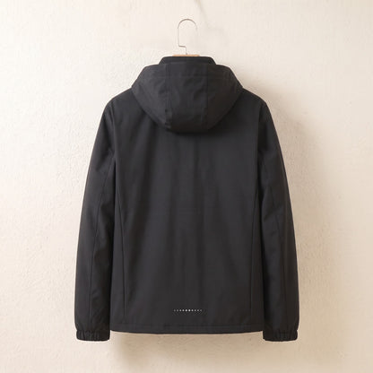 Schwarze wasserdichte Jacke, Rückseite