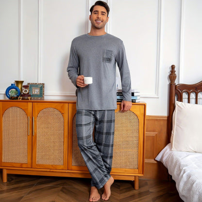 Relaxed Pyjama Herren | Karomuster | Grau