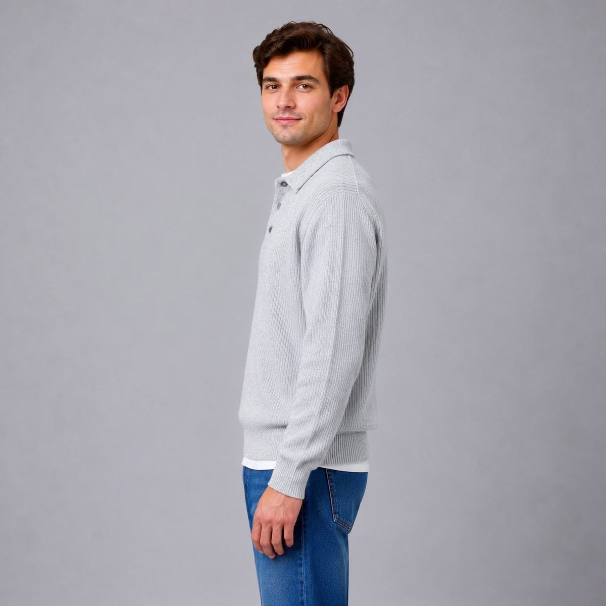 Polo Pullover Herren | Strick | Knopfleiste | Leicht