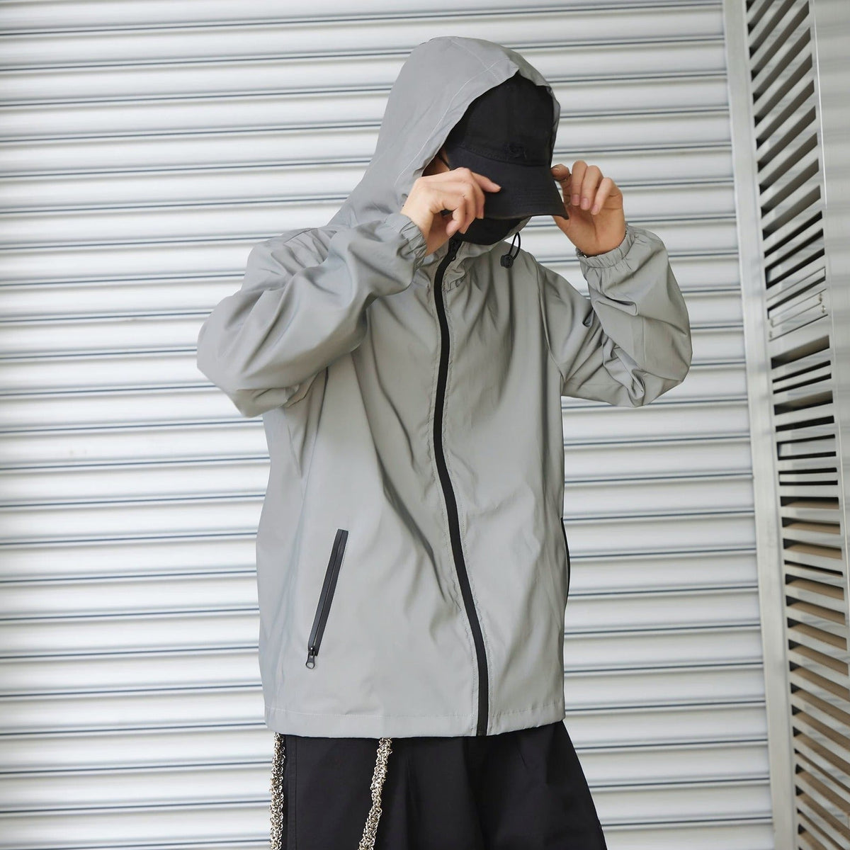 Reflektierende Windjacke Herren | Kapuze | Leicht