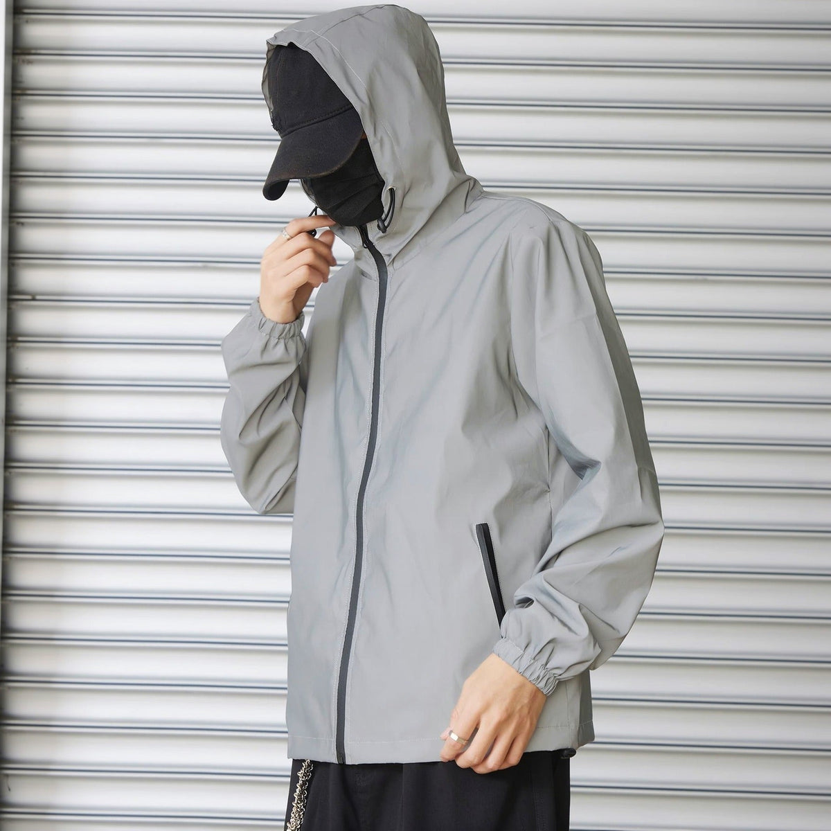 Reflektierende Windjacke Herren | Kapuze | Leicht