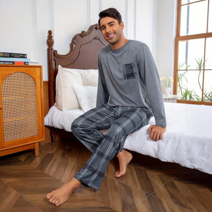 Relaxed Pyjama Herren | Karomuster | Grau