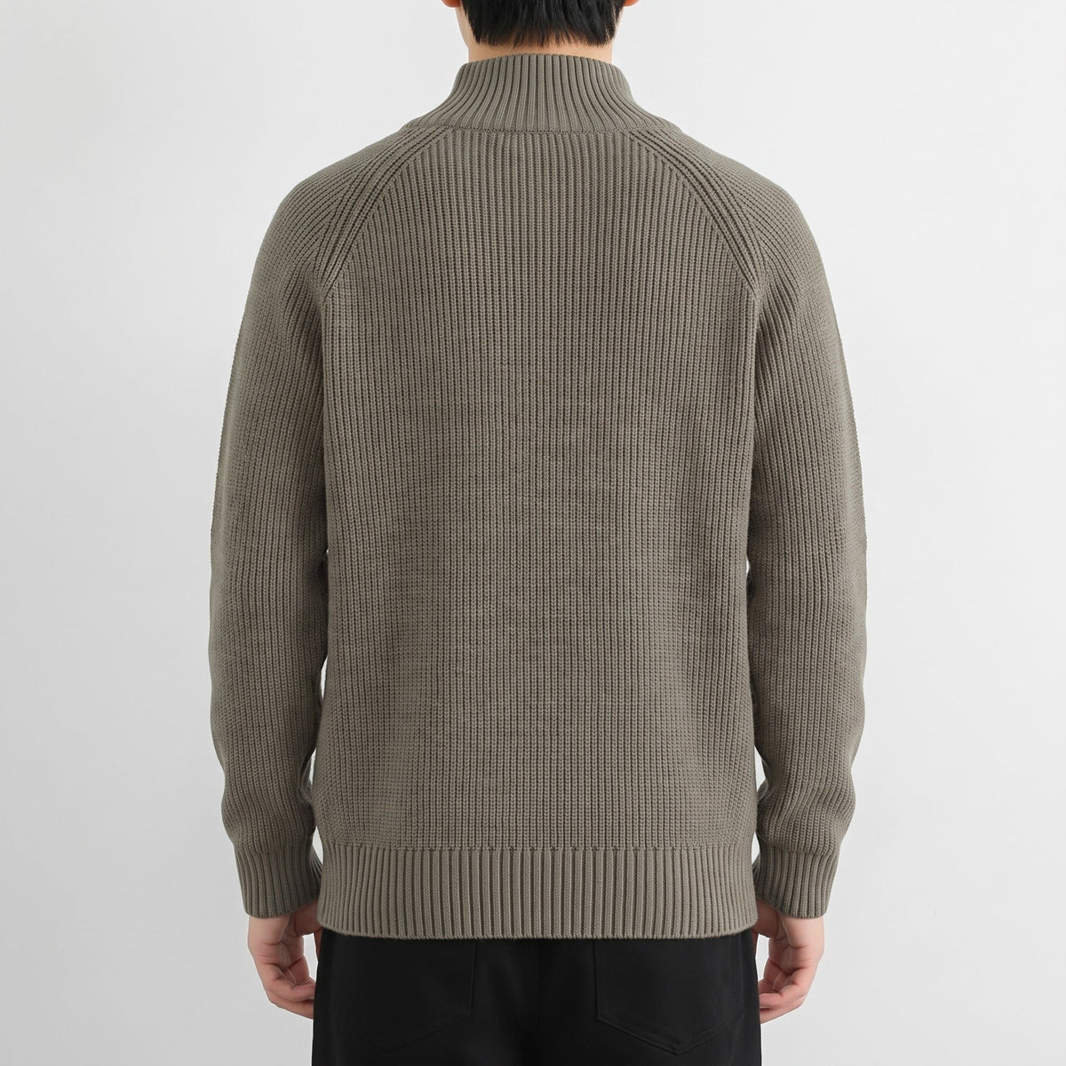 Pullover mit Reißverschluss Herren | Rippstrick | Stehkragen | Raglanärmel