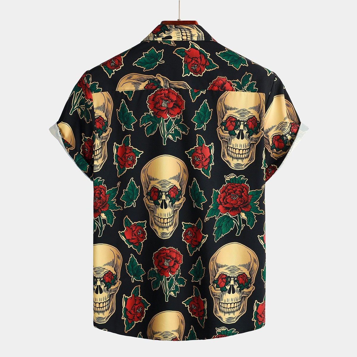 Totenkopf Hemd Herren | Kurzarm | Blumen Print | Reverskragen | 8 Designs