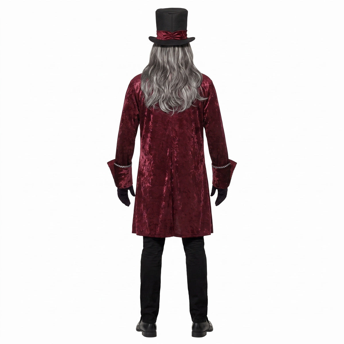 Vampir Kostüm Männer | Weinroter Gehrock | Weste | Jabot | Zylinder-Chaps Herrenmode