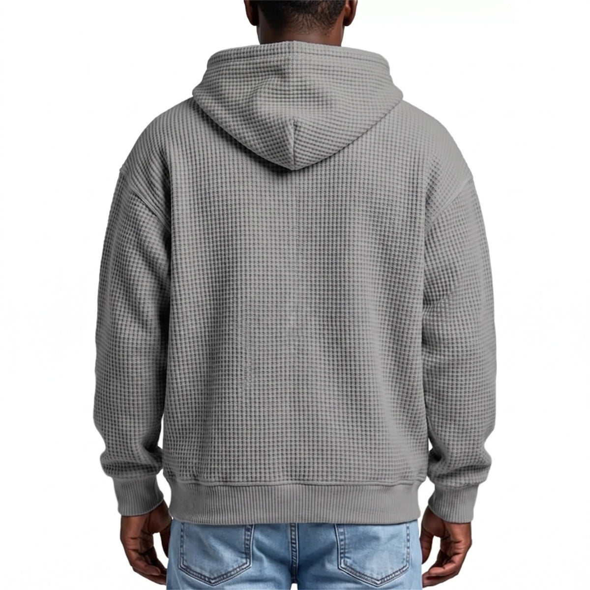 Waffel Hoodie Herren | Viertelreißverschluss | Kängurutasche
