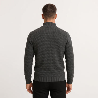 Waffelstrick Troyer Herren | Stehkragen | Reißverschluss | Smart Casual