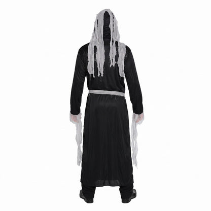 Zombie Geist Kostüm | Robe | Kapuzenmaske mit Fetzen | Schärpe