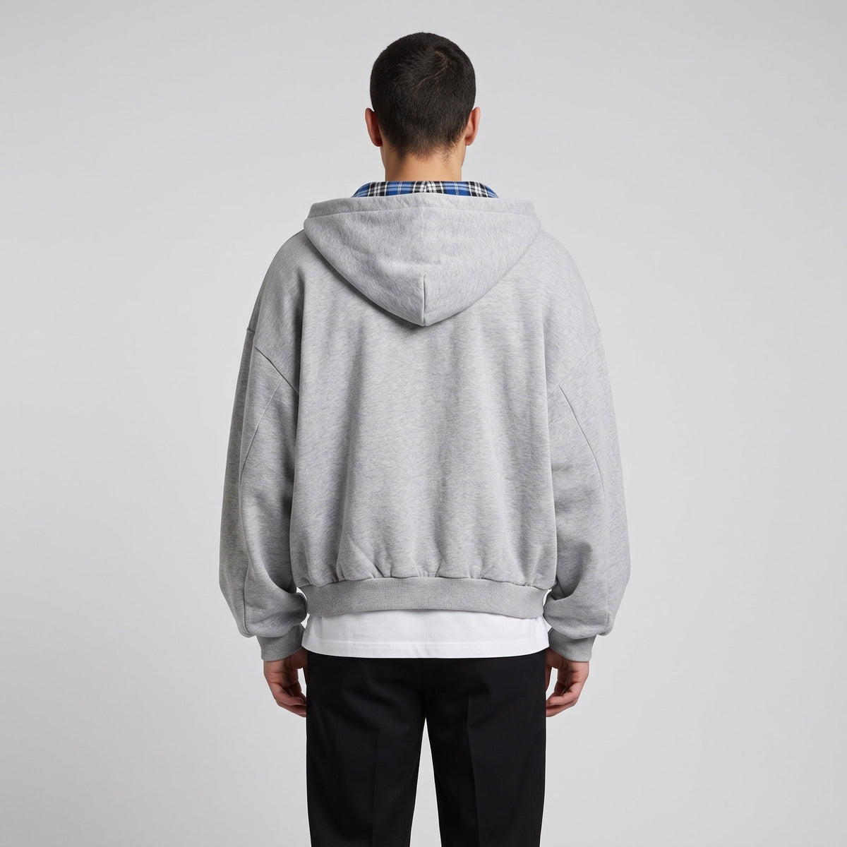 Wende Hoodie Herren | Reißverschluss | Oversized | Kariert