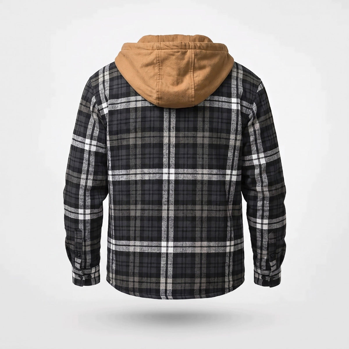 Karierte Hemdjacke mit Kapuze Herren | Gesteppt Gefüttert | Reißverschluss