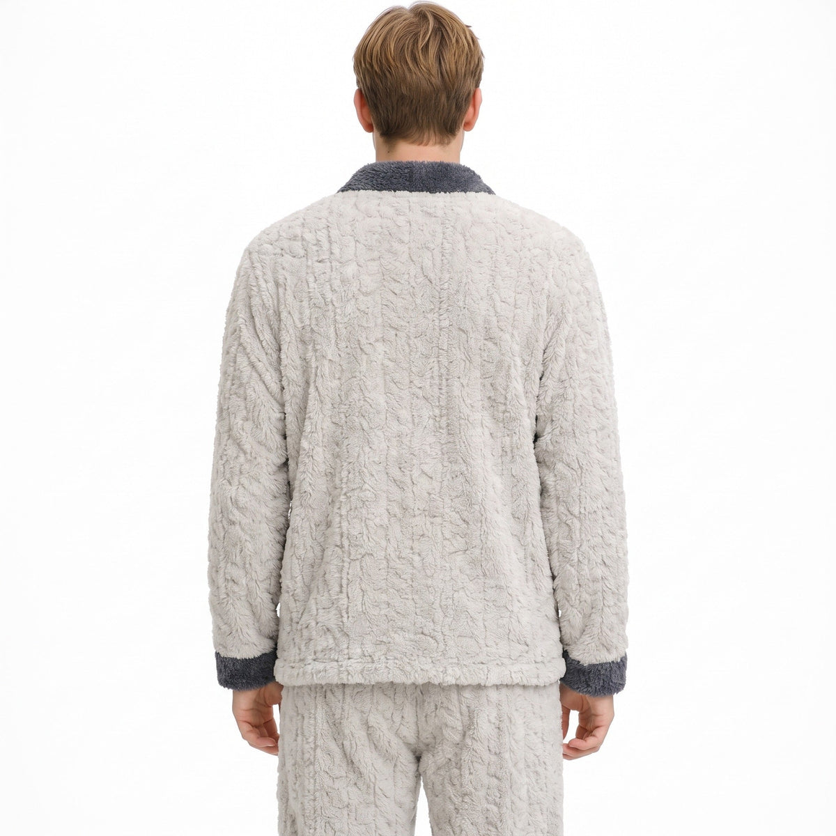 Schlafanzug Herren | Lang | Korallenfleece | Zweiteilig | Knopfjacke