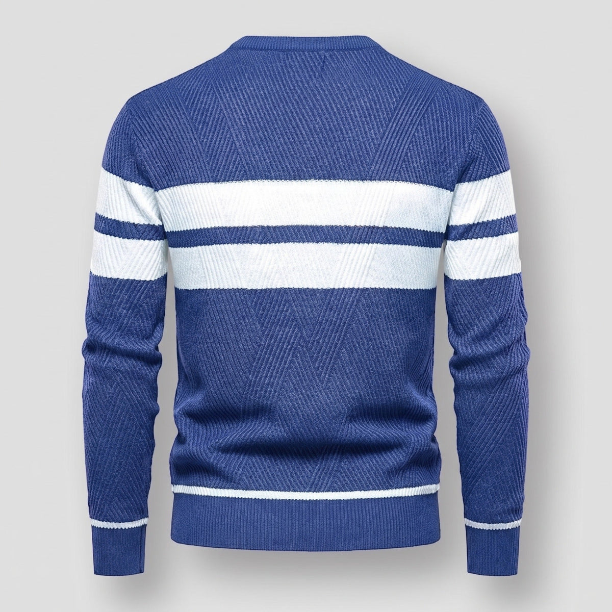 Gestreifter Strickpullover Herren | Baumwollstrick | Rundhals | Blockstreifen