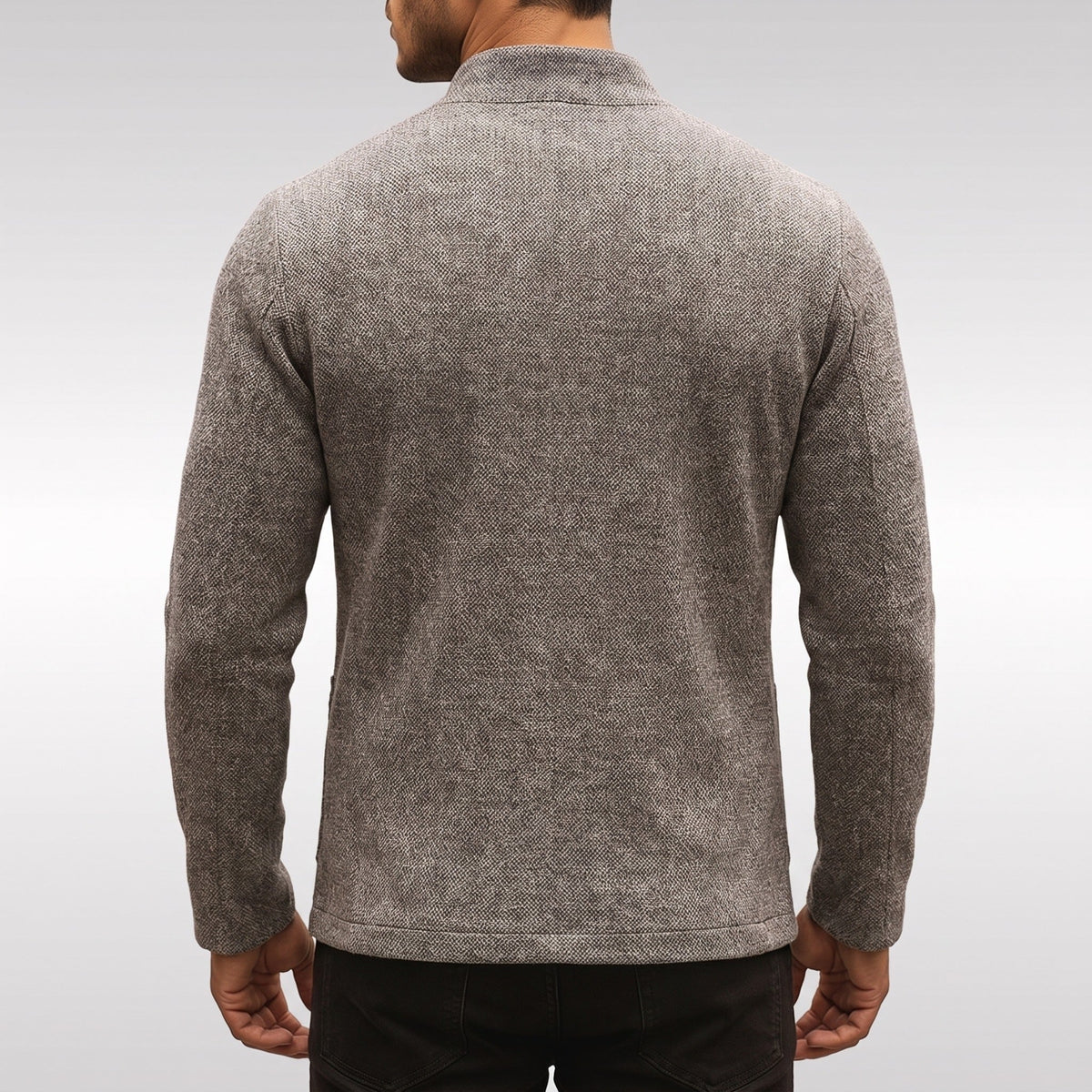 Strickjacke mit Stehkragen Herren | Knopfleiste | Strukturstrick | Taschen