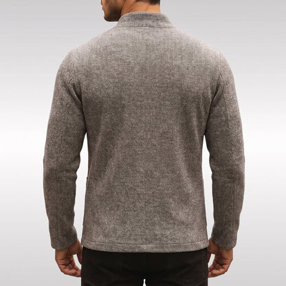 Strickjacke mit Stehkragen Herren | Knopfleiste | Strukturstrick | Taschen