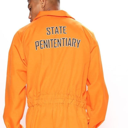 Sträflingskostüm Herren | Orange Overall | Gefangener | Halloween