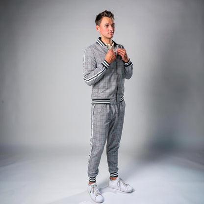 Karierter Trainingsanzug Herren | Jacke mit Reißverschluss | Jogginghose