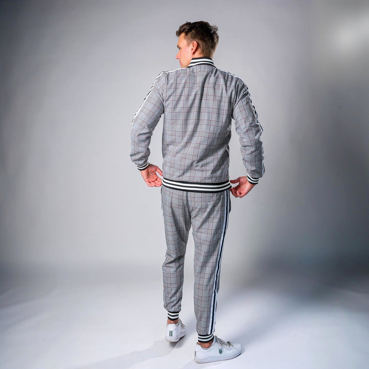 Karierter Trainingsanzug Herren | Jacke mit Reißverschluss | Jogginghose
